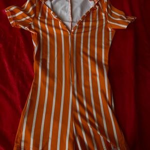 Orange and white romper